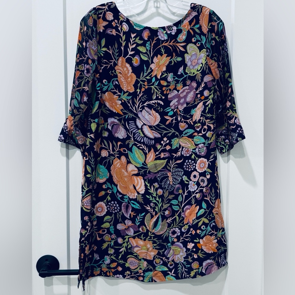 Biba Floral Print tunic Top kurti in navy